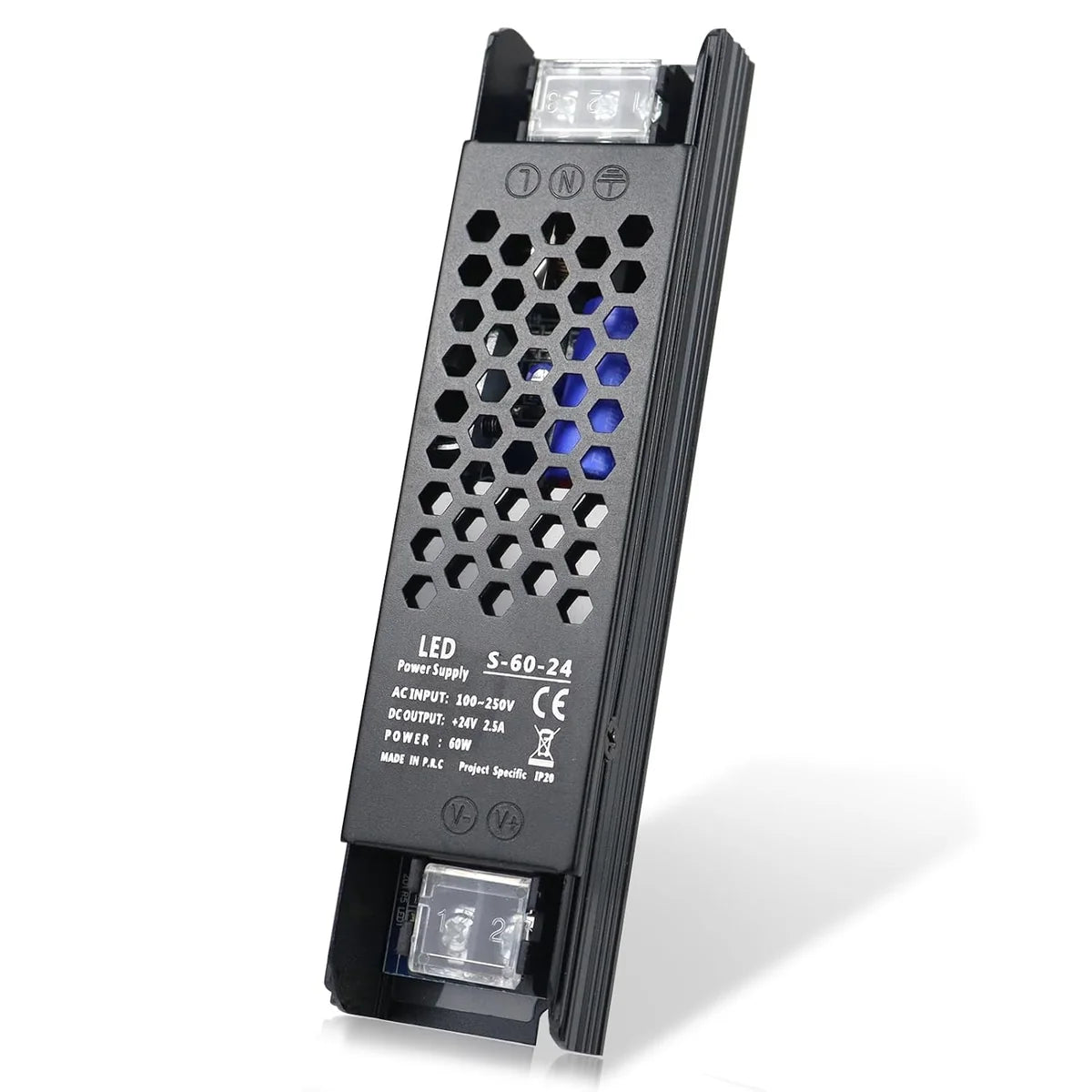 DC 12V/24V 36W–200W Slim Black Industrial Switching Power Supplies, AC 110–250V Input, Narrow Type LED Driver Transformer, Compact Metal Housing, CE/FCC/RoHS Certified