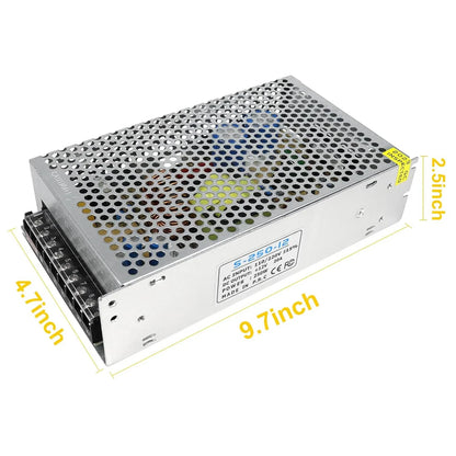 DC 12V/24V 60W–240W Industrial Switching Power Supplies, AC 110/220V Input, Constant Voltage LED Driver Transformer, Metal Case with Screw Terminals, CE/FCC/RoHS Certified