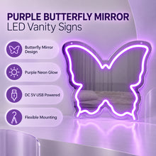 Purple Butterfly LED Vanity Signs – 15.7×12 inch  Neon Outline | USB Powered | Perfect for Vanity Decor