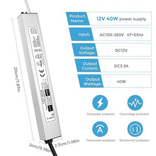 40W Outdoor Waterproof Power Supplies, 12V/24V Output, 90-265V Input, Single Output, Aluminum Housing, Outdoor Lighting Projects, CE/RoHS/FCC Certified, US/UK/EU Plug, 1-Pack / 10-Pack