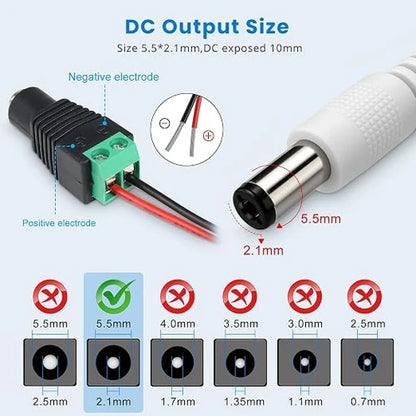 DC 24V Wall Plug LED Adapter with On/Off Switch, 48W/72W Options, US Plug, Black/White Housing, 100–240V AC Input Wall Plug LED Adapter - for LED Strip Lights and Electronics