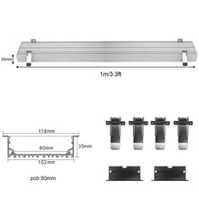 Wide Recessed LED Aluminum Profile Light H10235B – 80mm Inner Width | Silver Housing | Milky White Cover | With Installation Accessories | Flush Mounting Linear Office Lighting | 1m / 2m Length | 10 / 20-Pack