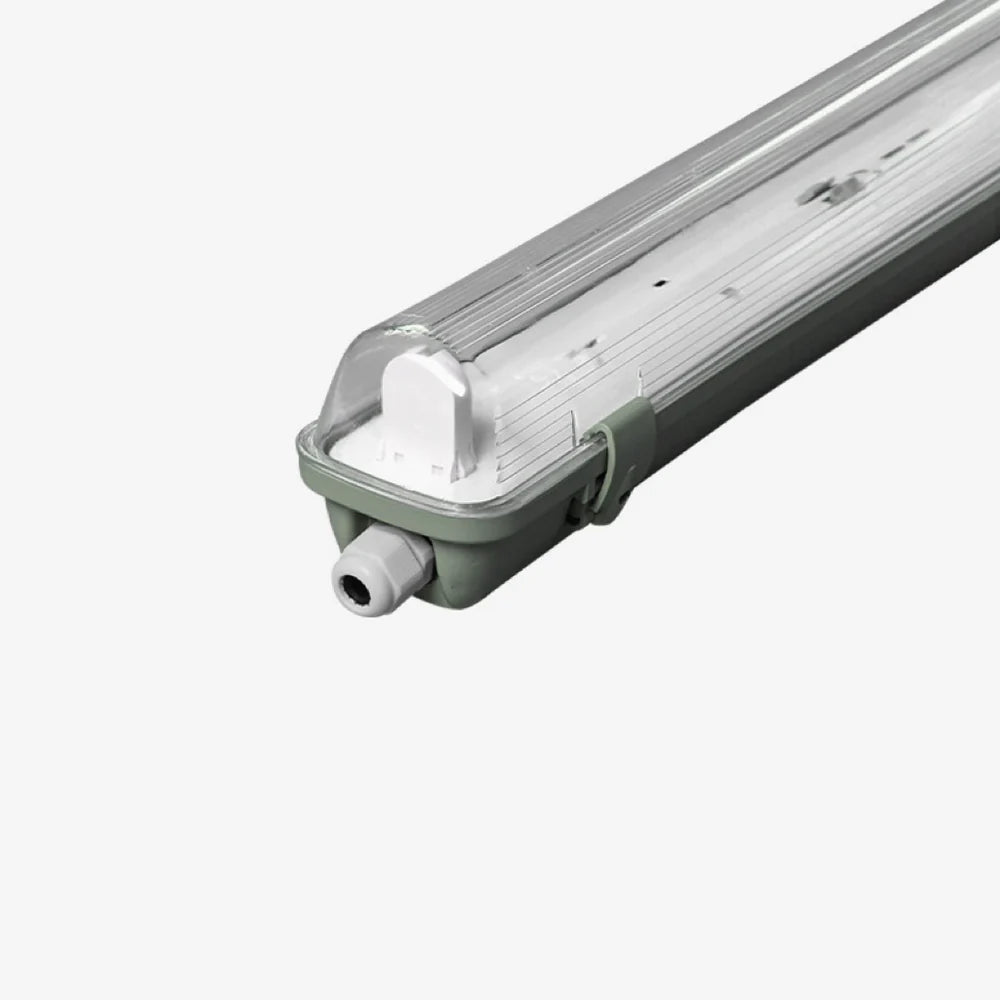 TP Series LED Tri-Proof Light – 4ft | 1-Tube Included | Waterproof Dustproof LED Fixture | Stripe Clear Cover | 3000K/4000K/5000K | AC 90–240V | Non-Dimmable | 20-Pack / 100-Pack