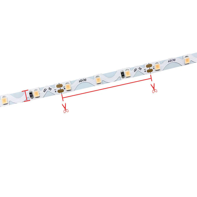 DC12V SMD2835 S-Shape LED Strip Light – 60 LEDs/m | High Brightness Low Voltage LED Tape | 6mm PCB | Non-Waterproof | Warm White / Natural White / Cool White / Red / Blue / Golden Yellow / Green / Pink | for Mirror, Kitchen Cabinet, Bedroom | 50/500M