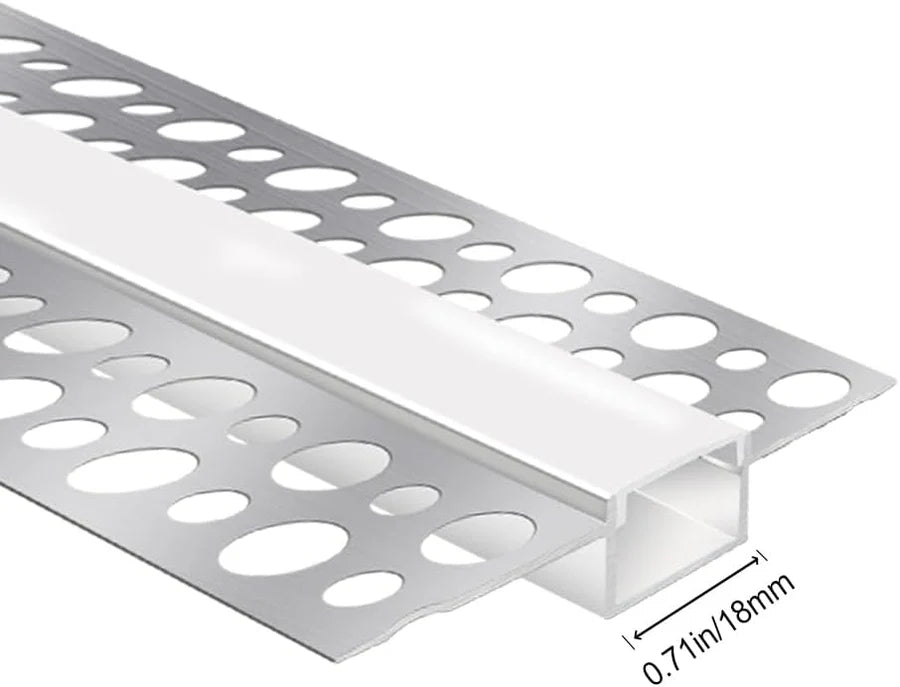 Double-Sided Drywall LED Aluminum Profiles – for 1–16mm LED Strip Plaster-in Recessed Profile | Silver | Milky White Cover | 1m / 2m / 3m | 50 / 100-Pack