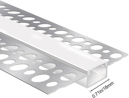 Double-Sided Drywall LED Aluminum Profiles – for 1–16mm LED Strip Plaster-in Recessed Profile | Silver | Milky White Cover | 1m / 2m / 3m | 50 / 100-Pack