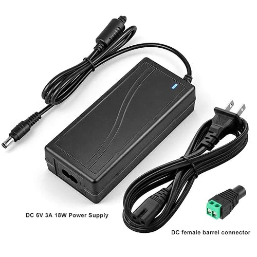 AC 100–240V Input LED Power Adapter Switching Transformer 18W–60W DC 6V with US Plug for Security Systems, Routers, Industrial Electronics and Control Equipment, 1-Pack/10-Pack