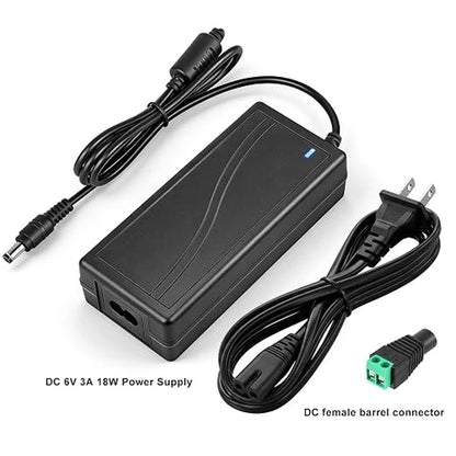 AC 100–240V Input LED Power Adapter Switching Transformer 18W–60W DC 6V with US Plug for Security Systems, Routers, Industrial Electronics and Control Equipment, 1-Pack/10-Pack