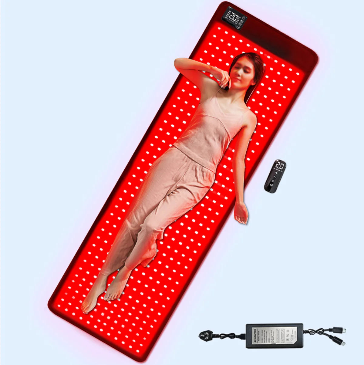 Infrared Therapy Heating Blanket & Mat – 6 Size Options | Red Light 660nm & IR 850nm | Remote Control | Transparent Film | Vibration Massage | 8 Modes & 20 Intensity Levels | for Sleep, Yoga, and Full Body Relaxation | US / EU / UK / AU Plug