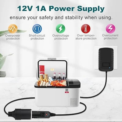 DC 12V Cigarette Lighter Power Supply Adapter 12W–36W, AC 100–240V Input Converter Transformer with US Plug - for Car Accessories, Pumps, Coolers and LED Lights