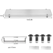 Wide Recessed LED Aluminum Profile Light H20050B – 173mm Inner Width | Silver Housing | Milky White Cover | With Installation Accessories | Flush Mounting Linear Office Lighting | 1m / 2m Length | 10 / 20-Pack