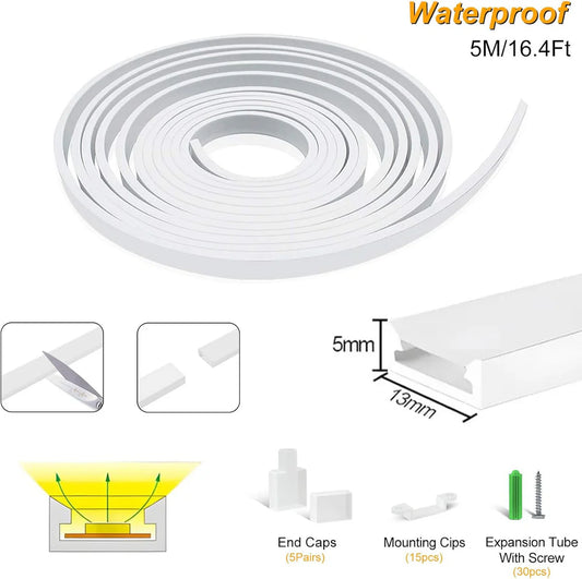 Neon Light Housing – S0513 | 5x13mm Silicone LED Channel System | IP67 Waterproof | 10mm PCB Width | 50M/5M | Local Stock US/UK/DE