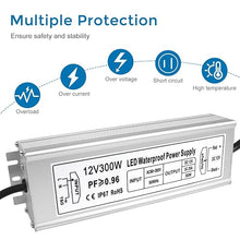 300W Outdoor Waterproof Power Supplies, 12V/24V/36V/48V Output, 90-265V / 90-140V / 175-265V Input, Single Output, Aluminum Housing, Outdoor Lighting Projects, CE/RoHS/FCC Certified, US/UK/EU Plug, 1-Pack / 10-Pack
