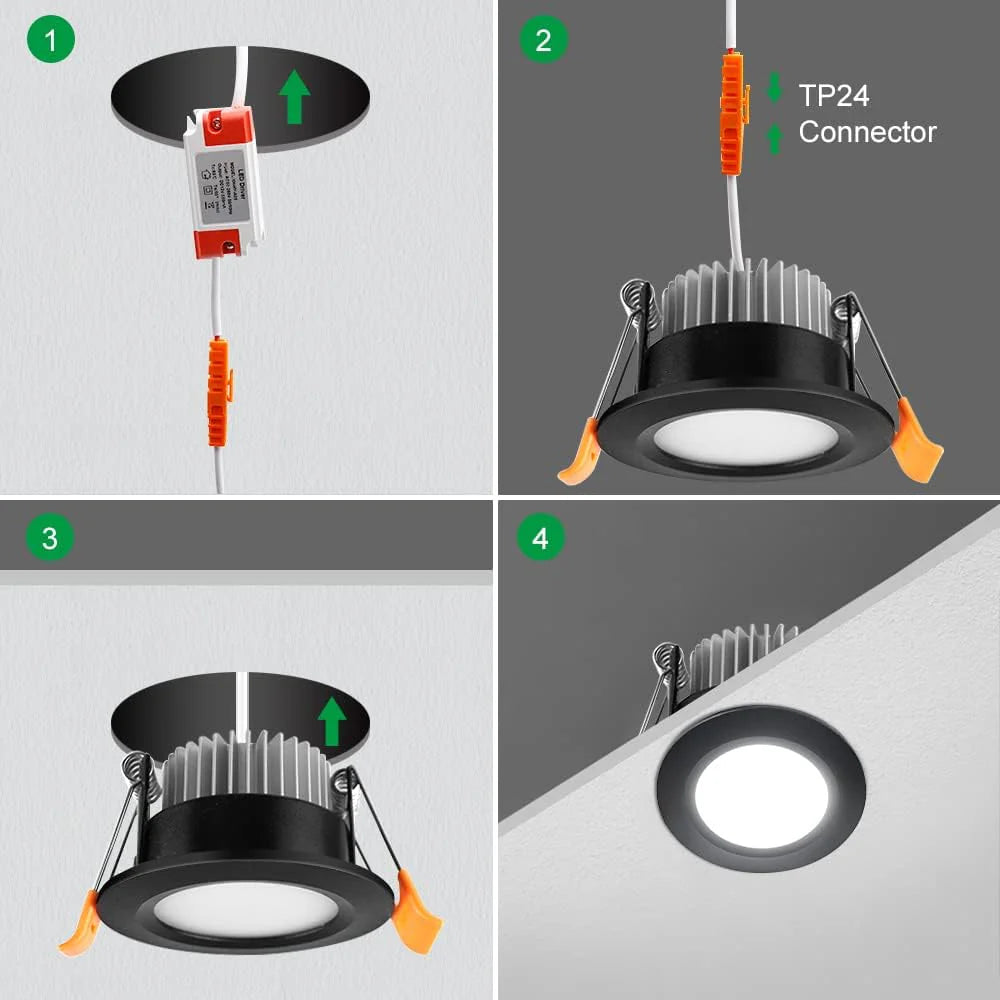Smart-1B Series WiFi Recessed Lighting | 2Inch 5W | Dimmable RGB & CCT 2700-6500K | 100–240V | Black Housing | Compatible with Alexa and Google Home | 50 / 100-Pack