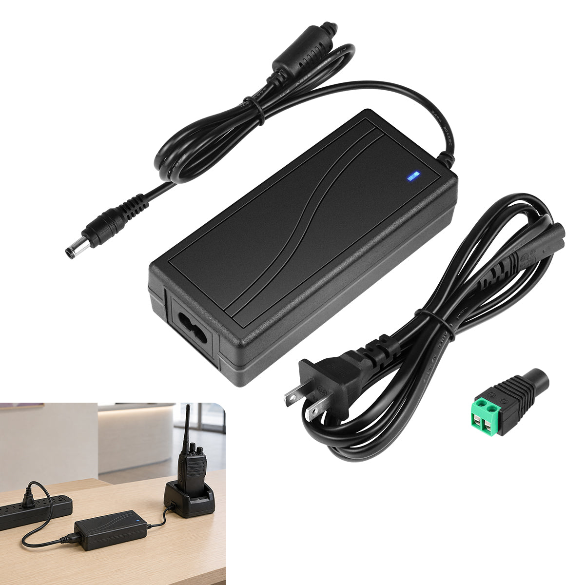 AC 100–240V Input LED Power Adapter Switching Transformer 36W/60W DC 12V with US Plug for LED Strip Lights, CCTV Systems, Security Cameras, Pumps and Industrial Electronics, 1-Pack/10-Pack