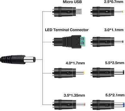 3V-12V 30W Wall Plug LED Adapter, AC 100–240V Input Black Housing with UK Plug Power Supply - for LED Strip Lights, Routers and Electronic Devices