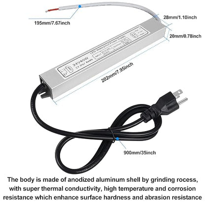 40W Outdoor Waterproof Power Supplies, 12V/24V Output, 90-265V Input, Single Output, Aluminum Housing, Outdoor Lighting Projects, CE/RoHS/FCC Certified, US/UK/EU Plug, 1-Pack / 10-Pack