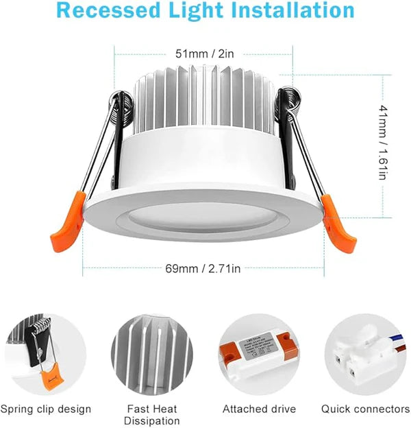 Smart-1W Series WiFi Recessed Lighting | 2Inch 5W | Dimmable RGB & CCT 2700-6500K | 100–240V | White Housing | Compatible with Alexa and Google Home | 50 / 100-Pack