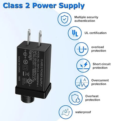 2.7W IP44 Class 2 Power Supply, AC 100–240V to DC 4.5V Adapter Transformer with US Plug - Waterproof Outdoor LED Power Supply for String Lights, Inflatable Decorations and Holiday Lighting