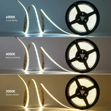 FCOB Flexible LED Strip Light | 5m (16.4ft) Roll | CRI90 | 3000K / 4000K / 6000K | 320 / 480 LEDs per Meter | 8W / 10W | 12V / 24V | 8mm Wide | Dimmable Indoor IP00 LED Ribbon