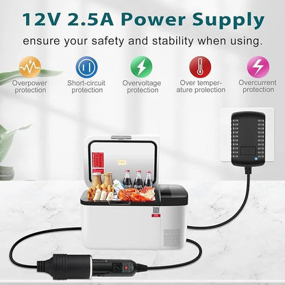 DC 12V Cigarette Lighter Power Supply Adapter 30W, AC 100–240V Input Converter Transformer with UK Plug - for Car Accessories, Pumps, Coolers and LED Lights