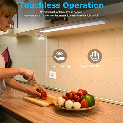 16 Inch Hand Wave Under Cabinet Lights, Ultra Bright 3000K/4000K/6000K Under Counter Lighting, Plug and Play, Dimmable LED Under Cabinet Lighting for Kitchen Cabinet, Cupboard, Closet, Desk (2 Pack)