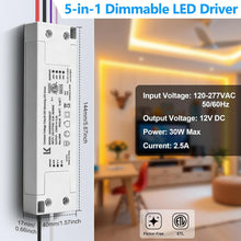 30W Plastic Case Universal Dimmable LED Driver, 12V DC, ETL Listed, AC 120-277V Input, LED Driver for Commercial Lighting Projects / LED Strip Installations / Architectural Lighting Systems