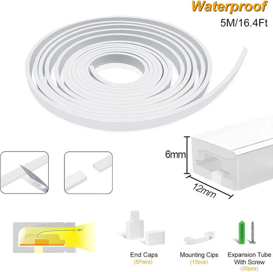 Neon Light Housing – S0612 Side Edge Lighting | 6x12mm Silicone LED Channel System | IP67 Waterproof | 8mm PCB Width | 50M/5M | Local Stock US/UK/DE