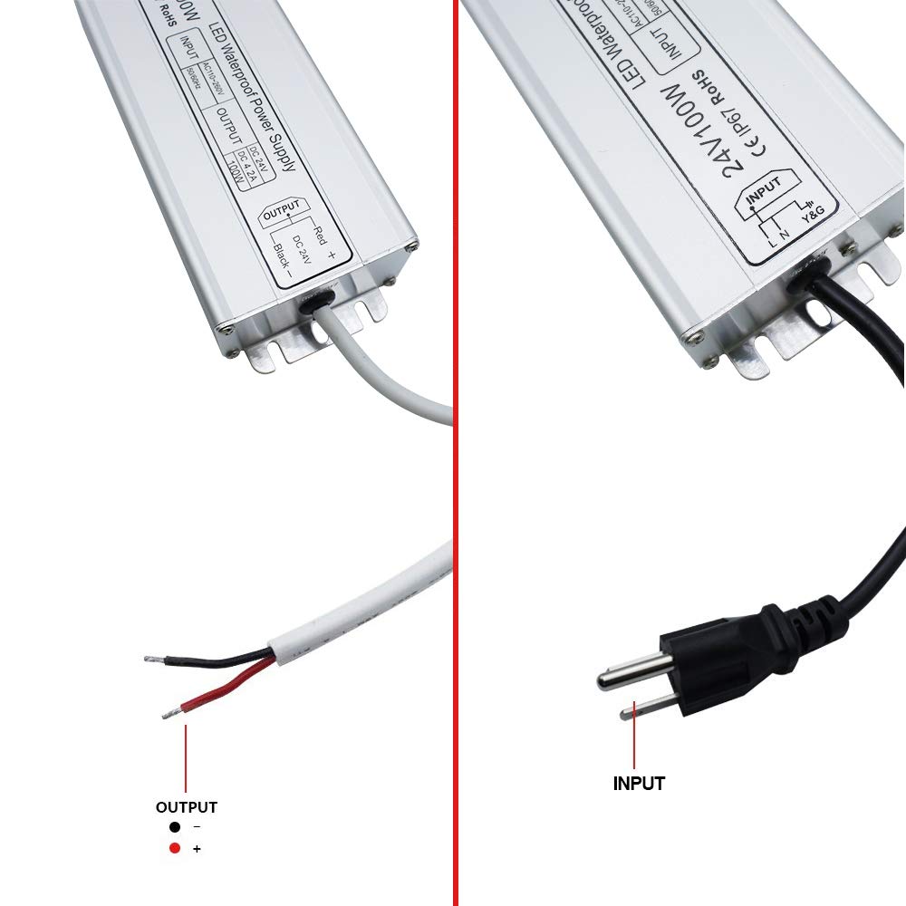 100W Outdoor Waterproof Power Supplies, 12V/24V/36V/48V Output, 90-265V / 90-140V / 175-265V Input, Single Output, Aluminum Housing, Outdoor Lighting Projects, CE/RoHS/FCC Certified, US/UK/EU Plug, 1-Pack / 10-Pack