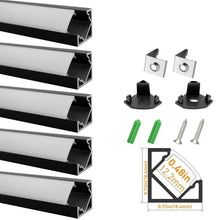 V Shape LED Channel - V03-A 12mm Silver / Black Aluminum Profile | Milky White Cover | Standard LED Mounting Channel – 1m / 2m / 3m | 50 / 100-Pack