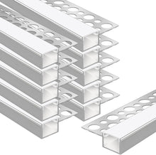 One-Sided Drywall LED Aluminum Profiles – for 1–13mm LED Strip Plaster-in Recessed Profile | Silver | Milky White Cover | 1m / 2m / 3m | 50 / 100-Pack