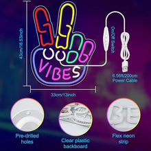 Good Vibes Neon Sign, Yeah Good Vibes Neon Sign for Wall Decor, Dimmable USB-Powered Sign with ON/OFF Switch, Colorful LED Light-Up Sign for Bedroom, Nursery, Club, Bar, and Party Decor