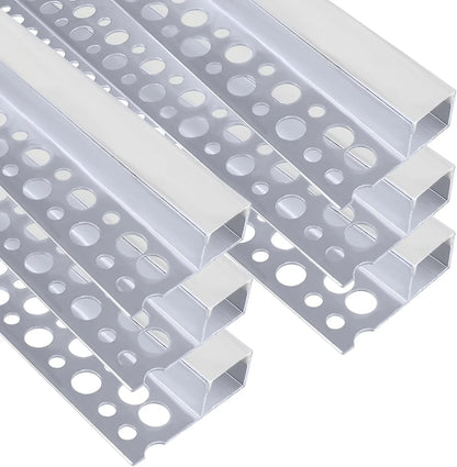 One-Sided Drywall LED Aluminum Profiles – for 1–12mm LED Strip Plaster-in Recessed Profile | Silver | Milky White Cover | 1m / 2m / 3m | 50 / 100-Pack