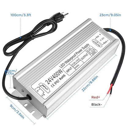 400W Outdoor Waterproof Power Supplies, 24V/36V/48V Output, 90-140V / 175-265V Input, Single Output, Aluminum Housing, Outdoor Lighting Projects, CE/RoHS/FCC Certified, US/UK/EU Plug, 1-Pack / 10-Pack