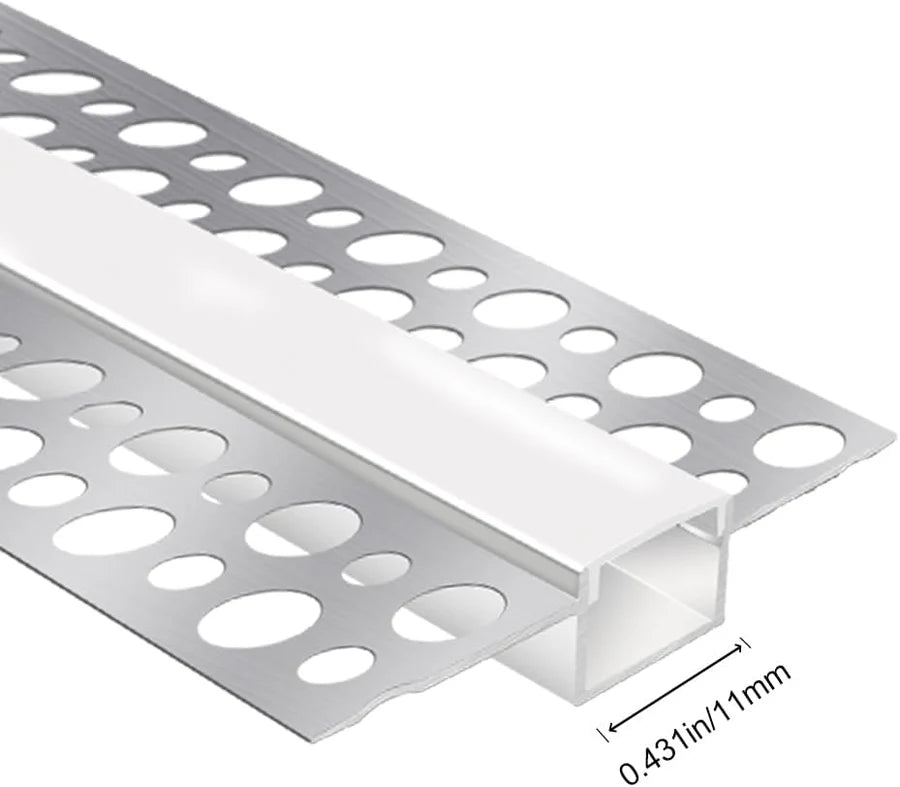 Double-Sided Drywall LED Aluminum Profiles – for 1–9mm LED Strip Plaster-in Recessed Profile | Silver | Milky White Cover | 1m / 2m / 3m | 50 / 100-Pack