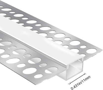 Double-Sided Drywall LED Aluminum Profiles – for 1–9mm LED Strip Plaster-in Recessed Profile | Silver | Milky White Cover | 1m / 2m / 3m | 50 / 100-Pack