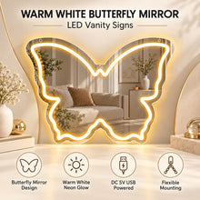 Warm White Butterfly LED Vanity Signs – 15.7×12 inch  Neon Outline | USB Powered | Perfect for Vanity Decor