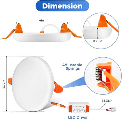 4 Inch LED Recessed Ceiling Light, 18W Recessed Light, 6500K Cool Daylight, Canless Wafer Downlight, Fits 2.5-4in Ceiling Hole with LED Driver (4 Pack)