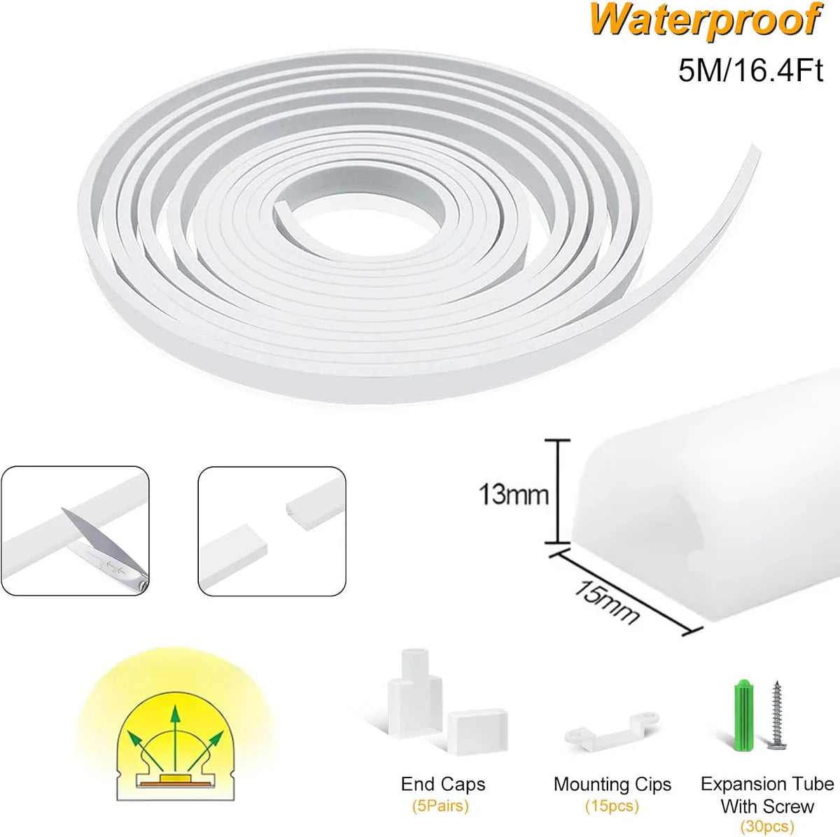 Neon Light Housing – S1315 | 13x15mm Silicone LED Channel System | IP67 Waterproof | 10mm PCB Width | 50M/5M | Local Stock US/UK/DE