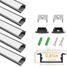 U Shape LED Channel - U03-A 20mm Silver / Black Aluminum Profile | Milky White Cover | Heavy-Duty LED Mounting Track – 1m / 2m / 3m | 50 / 100-Pack