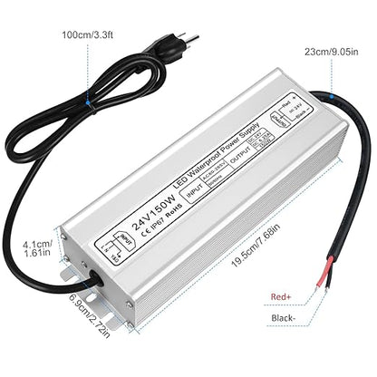 150W Outdoor Waterproof Power Supplies, 12V/24V/36V/48V Output, 90-265V / 90-140V / 175-265V Input, Single Output, Aluminum Housing, Outdoor Lighting Projects, CE/RoHS/FCC Certified, US/UK/EU Plug, 1-Pack / 10-Pack