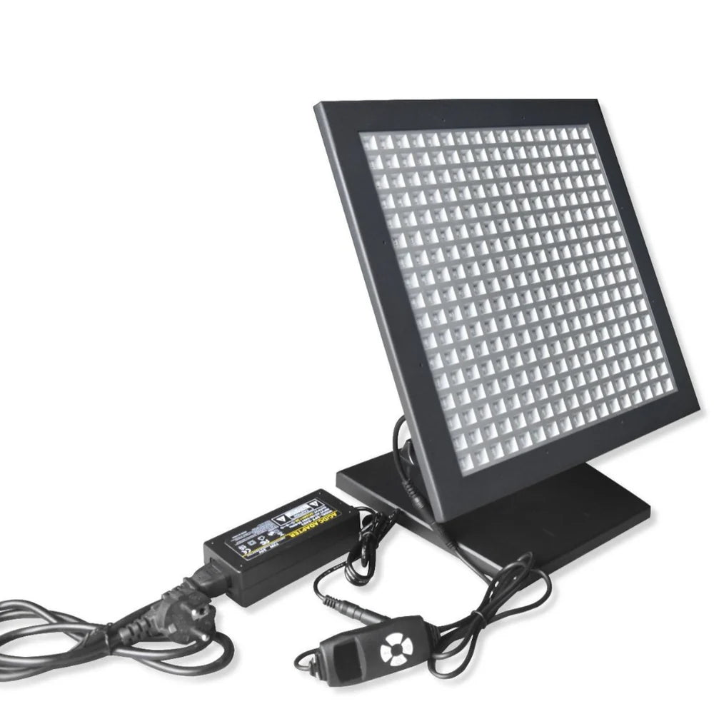 50W Infrared Therapy Lamp – Red Light 655–665nm & IR 850–860nm | Dimmable & Timer | AC100–240V | Aluminum Alloy + PC Cover | for Skin & Muscle | Blue Stand / Desktop Stand | Included Controller, Protective Goggles | US / EU / UK / AU Plug