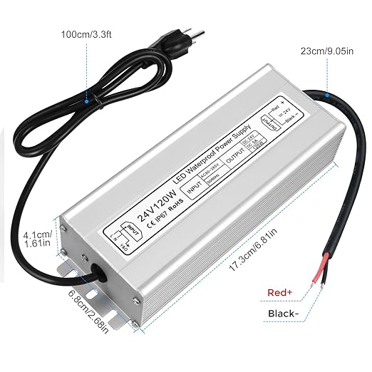 120W Outdoor Waterproof Power Supplies, 12V/24V/36V/48V Output, 90-265V / 90-140V / 175-265V Input, Single Output, Aluminum Housing, Outdoor Lighting Projects, CE/RoHS/FCC Certified, US/UK/EU Plug, 1-Pack / 10-Pack