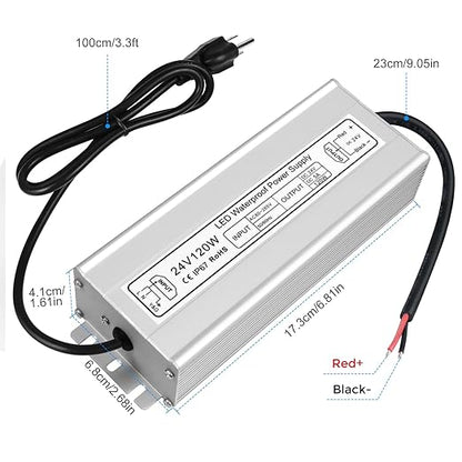120W Outdoor Waterproof Power Supplies, 12V/24V/36V/48V Output, 90-265V / 90-140V / 175-265V Input, Single Output, Aluminum Housing, Outdoor Lighting Projects, CE/RoHS/FCC Certified, US/UK/EU Plug, 1-Pack / 10-Pack