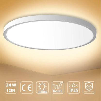 AC 110–130V White Round Flush Mount LED Ceiling Light – 7 / 9 / 12 / 15.7 / 24 Inch – 3000K / 4500K / 5000K / 6500K – for Residential & Commercial Lighting – Local Stock (US)