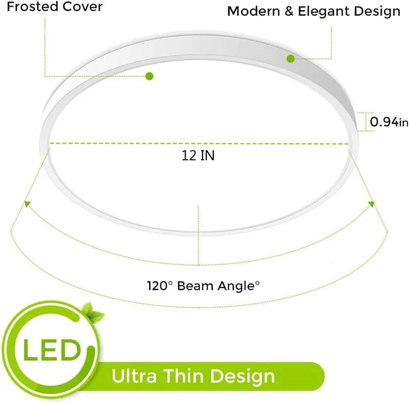 AC 110–130V White Round Flush Mount LED Ceiling Light – 7 / 9 / 12 / 15.7 / 24 Inch – 3000K / 4500K / 5000K / 6500K – for Residential & Commercial Lighting – Local Stock (US)
