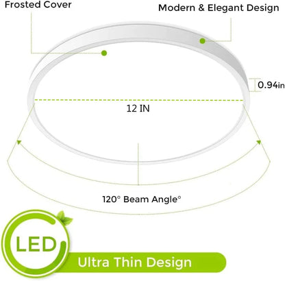 AC 110–130V White Round Flush Mount LED Ceiling Light – 7 / 9 / 12 / 15.7 / 24 Inch – 3000K / 4500K / 5000K / 6500K – for Residential & Commercial Lighting – Local Stock (US)