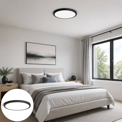 AC 110–130V Black Round Flush Mount LED Ceiling Lights – 15.7 Inch – 3000K / 4500K / 5000K / 6500K – for Residential & Commercial Lighting – Local Stock (US)