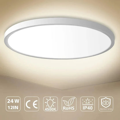 AC 110–130V White Round Flush Mount LED Ceiling Light – 7 / 9 / 12 / 15.7 / 24 Inch – 3000K / 4500K / 5000K / 6500K – for Residential & Commercial Lighting – Local Stock (US)