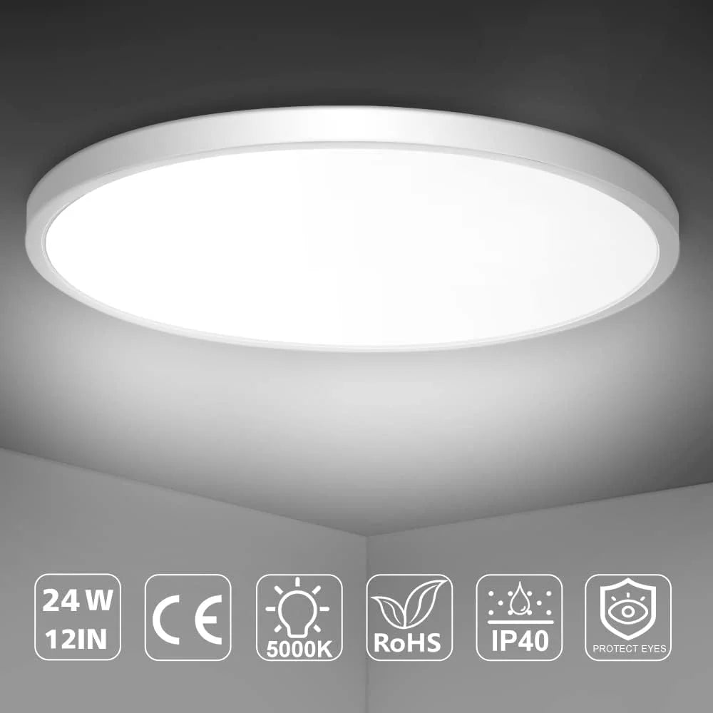 AC 110–130V White Round Flush Mount LED Ceiling Light – 7 / 9 / 12 / 15.7 / 24 Inch – 3000K / 4500K / 5000K / 6500K – for Residential & Commercial Lighting – Local Stock (US)
